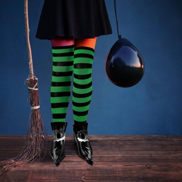 Halloween Witch Costume Accessories Set Shoes Cover Socks Hat Cosplay - Picture 6 of 7